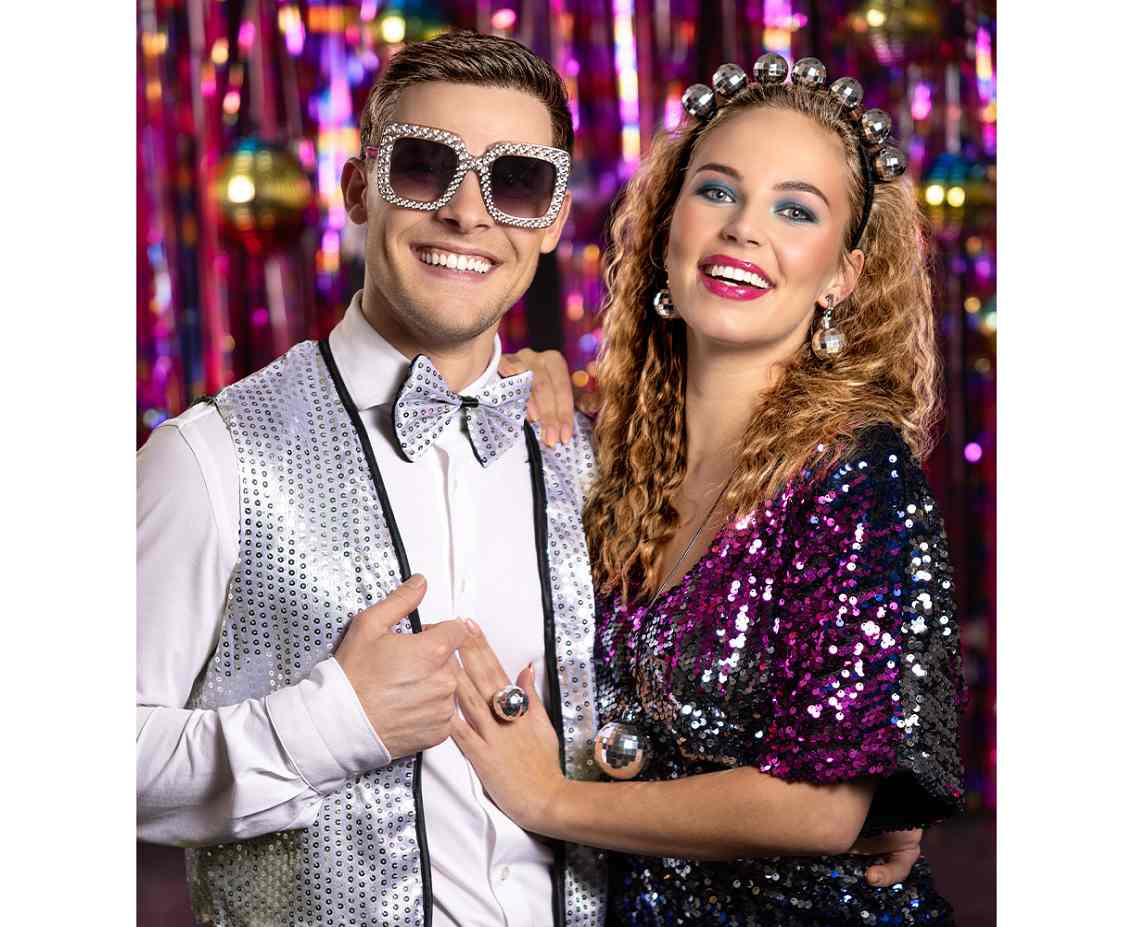 Set Disco (diadem, party glasses, necklace, ring and earrings)